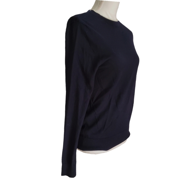 SANDRO Paris Wool Cream Contrast Trim Lightweight Crew Neck Sweater - Picture 3 of 10